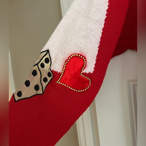 Vintage Spree Casino Sweater Womens Large Red Vegas Gambling Dice Beaded Sequins - Picture 9 of 11